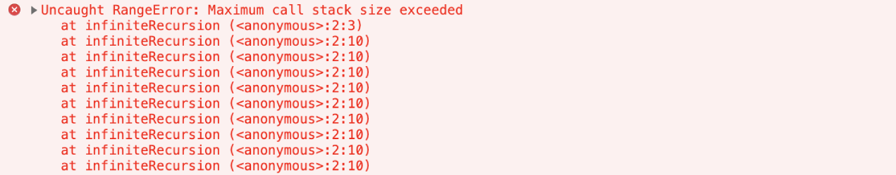 Maximum call stack size exceeded error