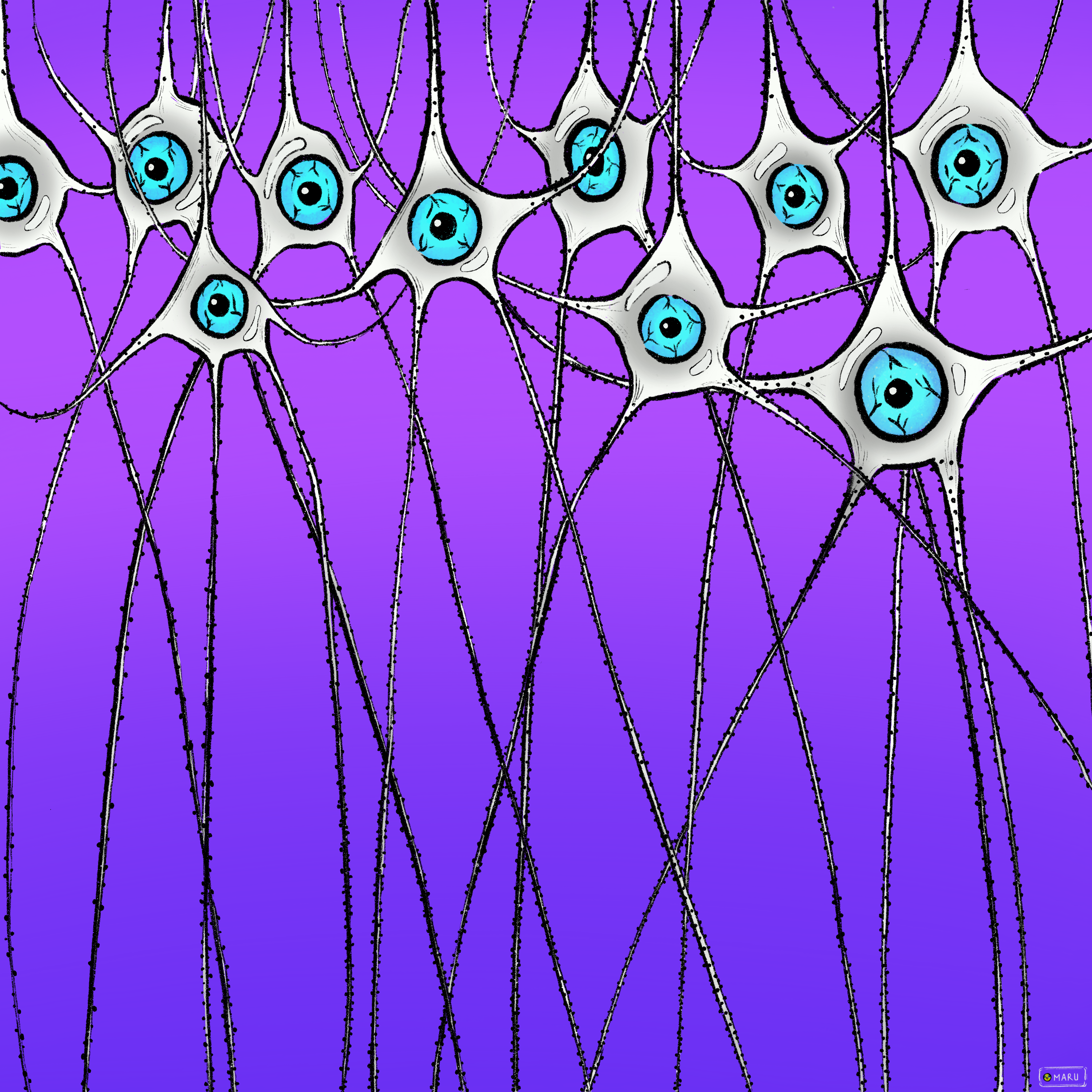 digital illustration of neurons rioting