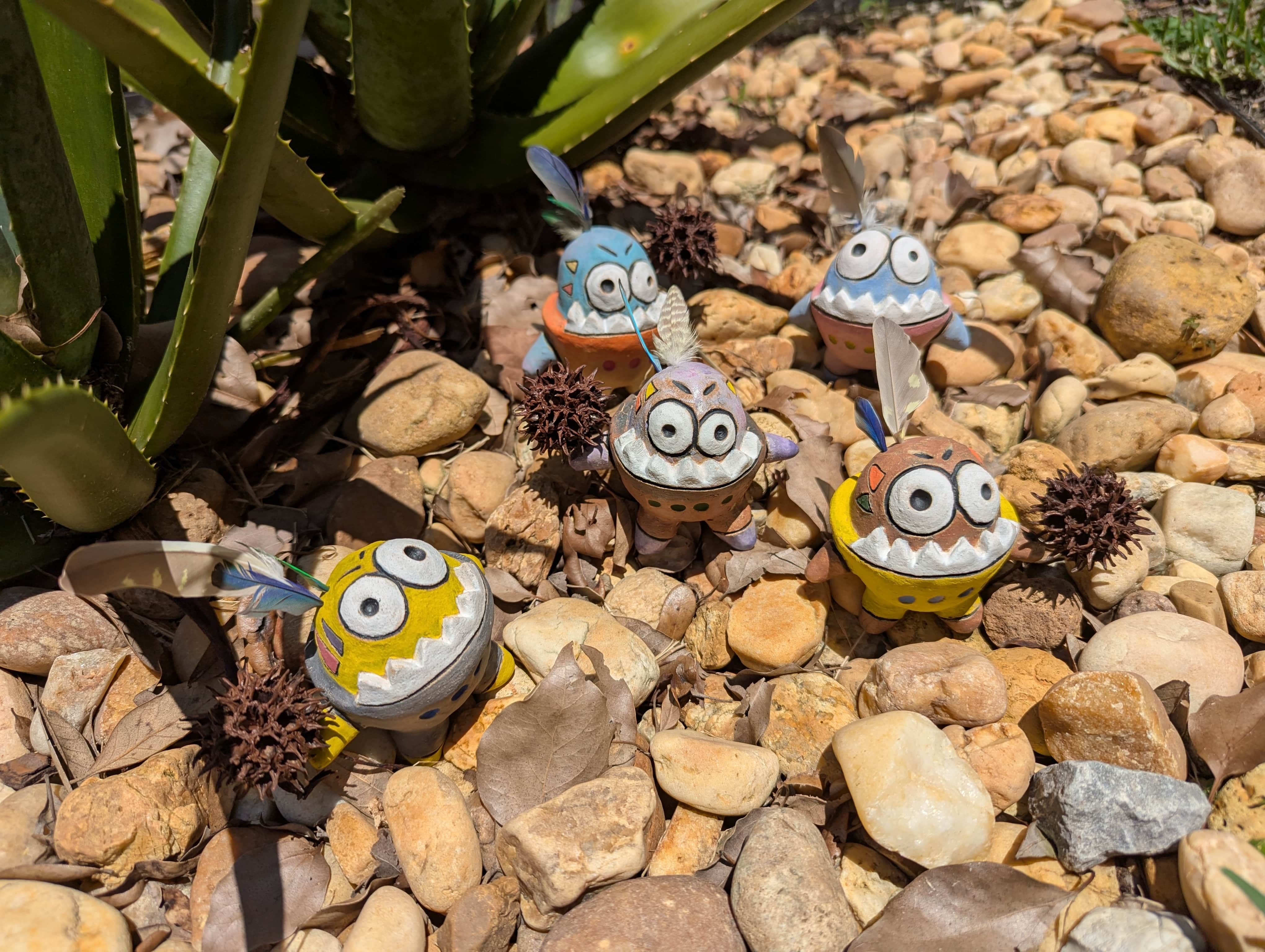 Monster fighter statues made from clay