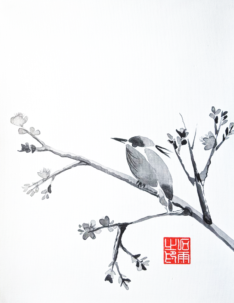 bird hanging on a tree branch