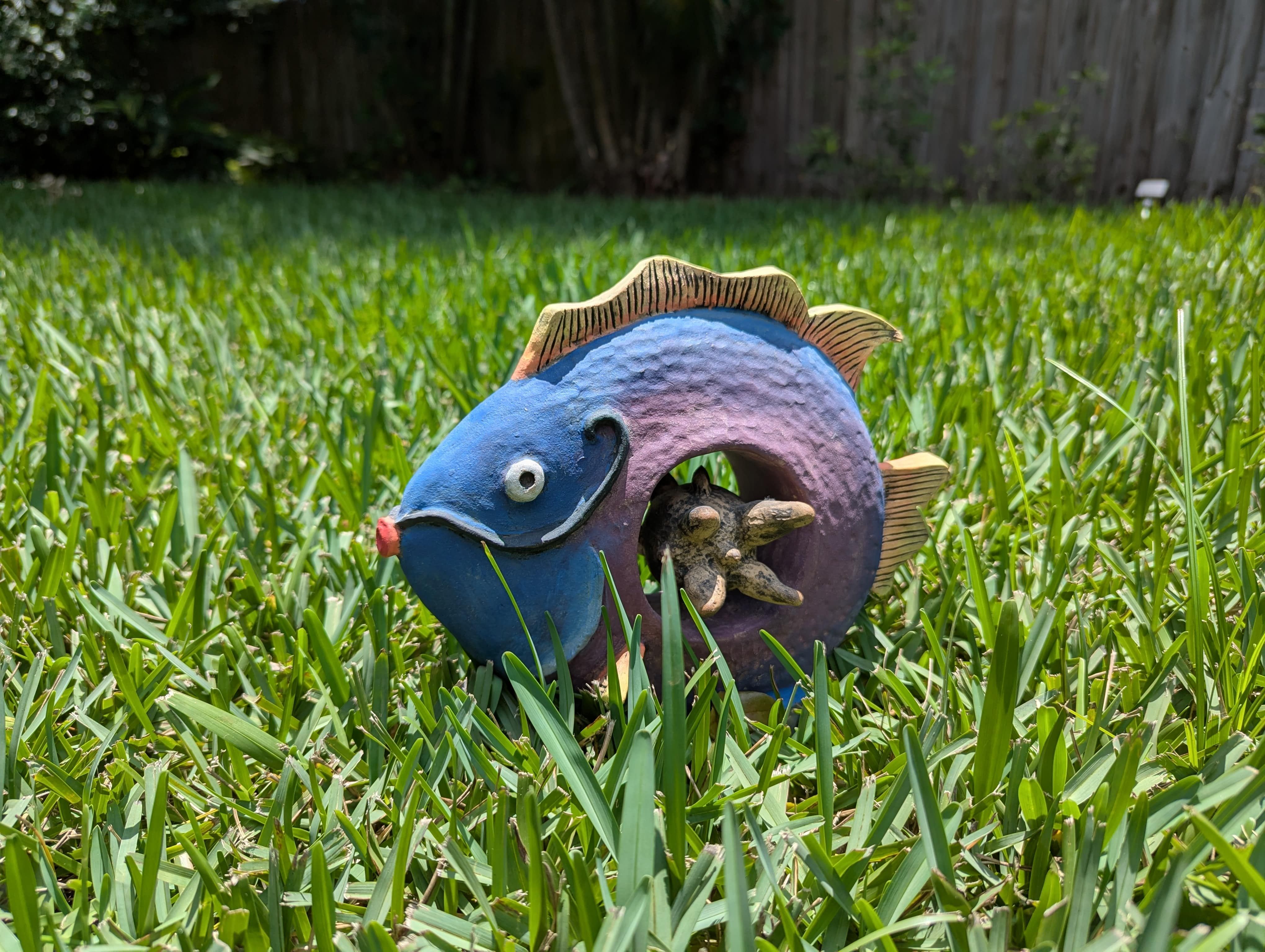 Fish statue made from clay