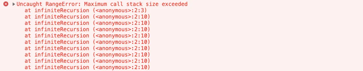 Maximum call stack size exceeded error