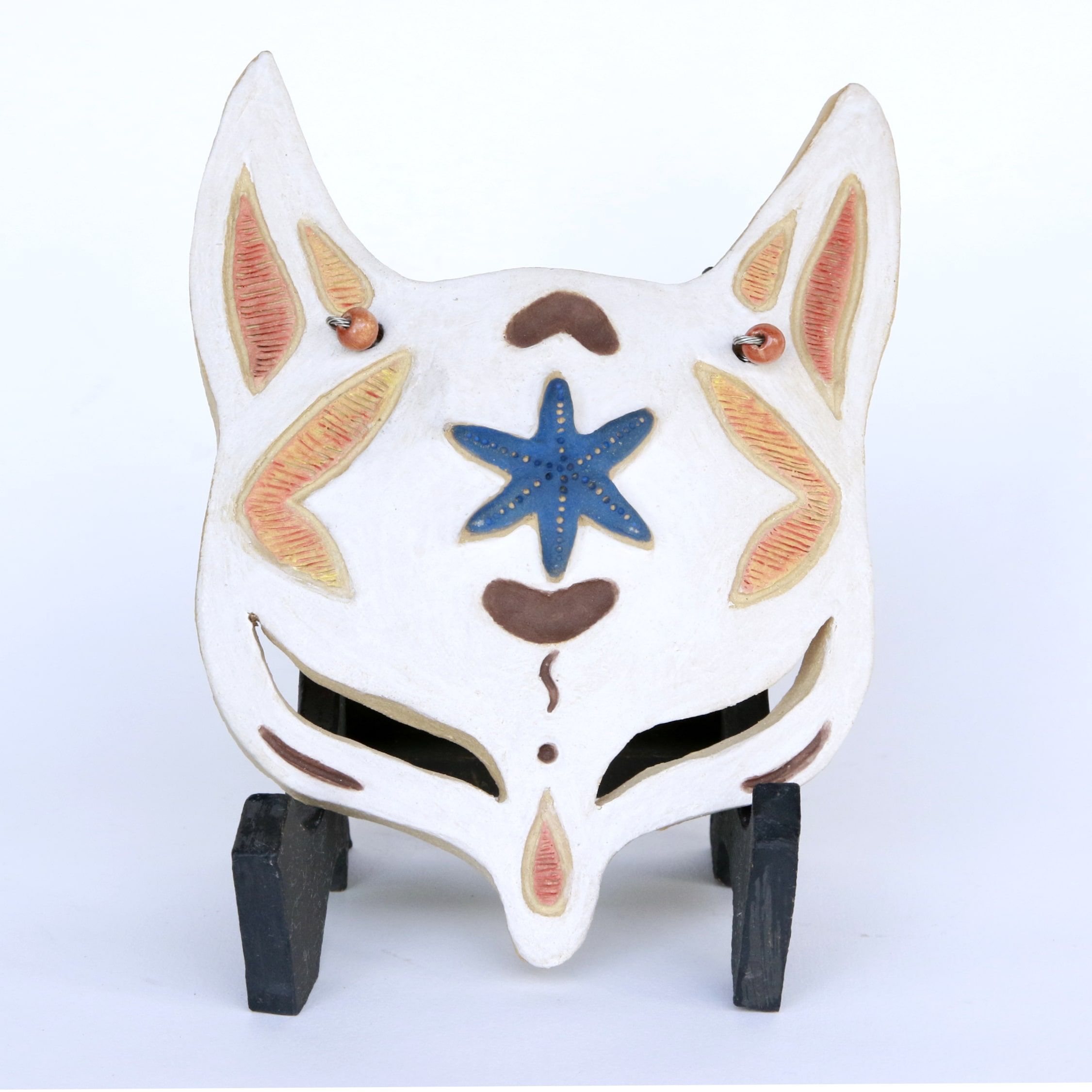 Clay mask of kitsune