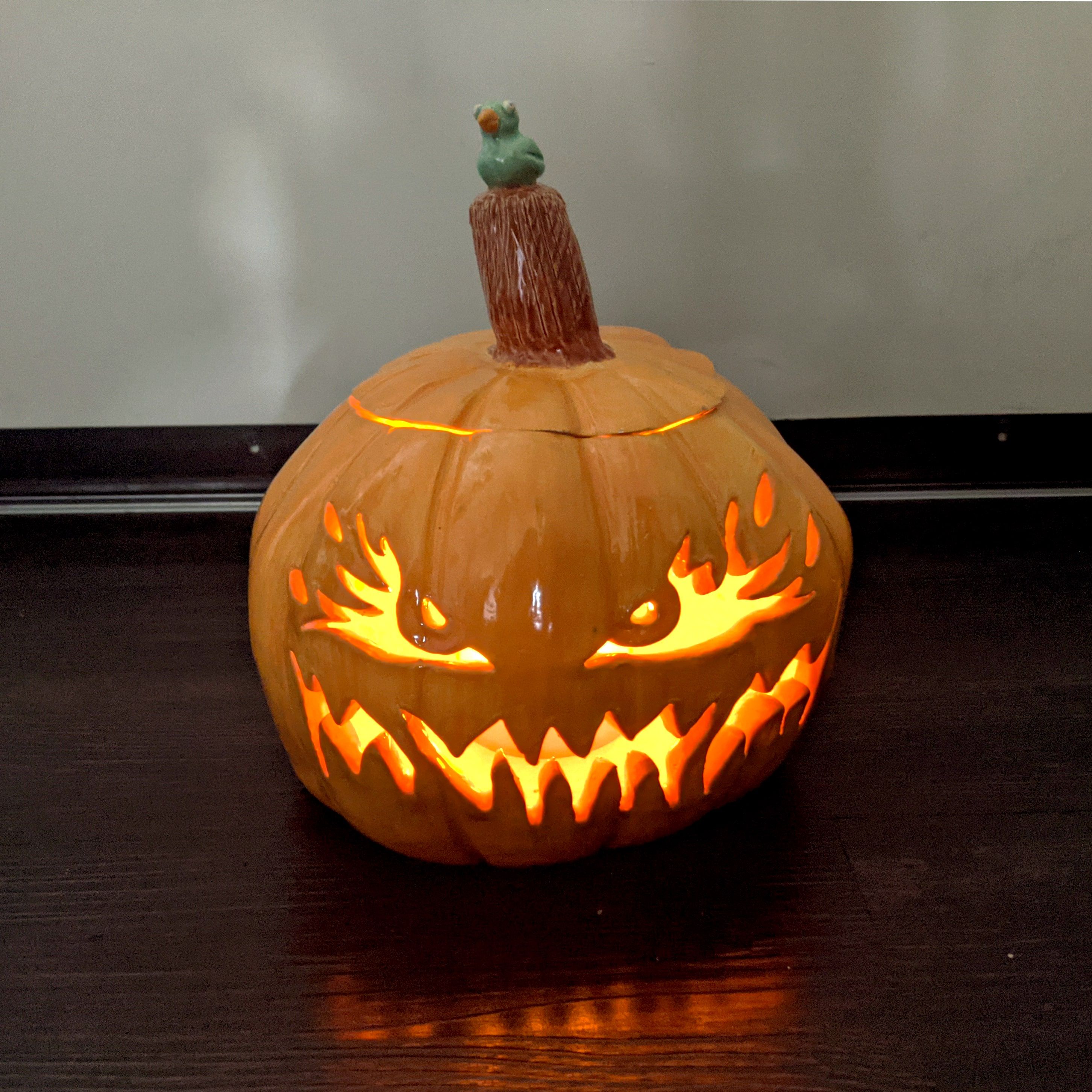 Jack-o'-lantern made from clay